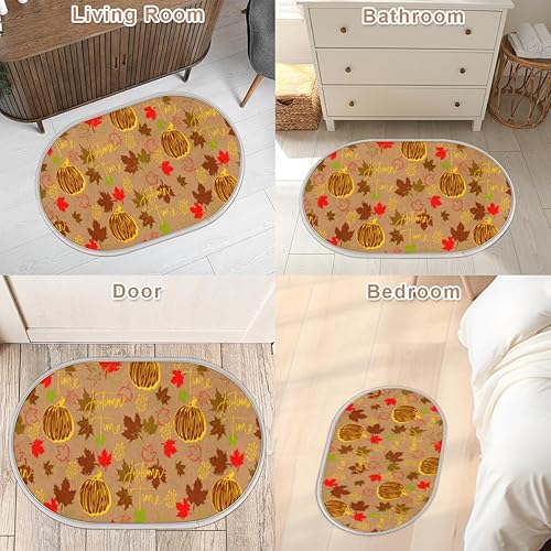 Miniatura 9 de Maple Leaf Pumpkin Bathroom Rug Mat Memory Foam Soft Plush Area Rug Non-Slip Absorbent Oval Rug for Bedroom Bathroom Bathtub Shower (Oval, 40×60cm)