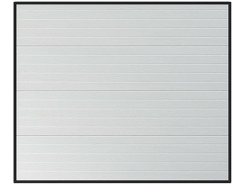 Vente-unique - Porte de garage sectionnelle effet rainuré blanc motorisée