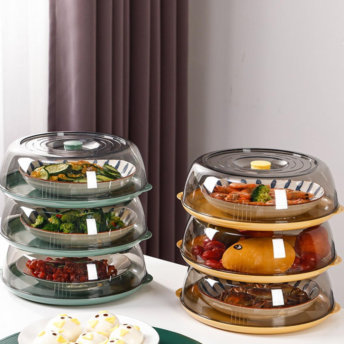 2Pcs Green Plastic Table Food Cover for Baking Indoor Use