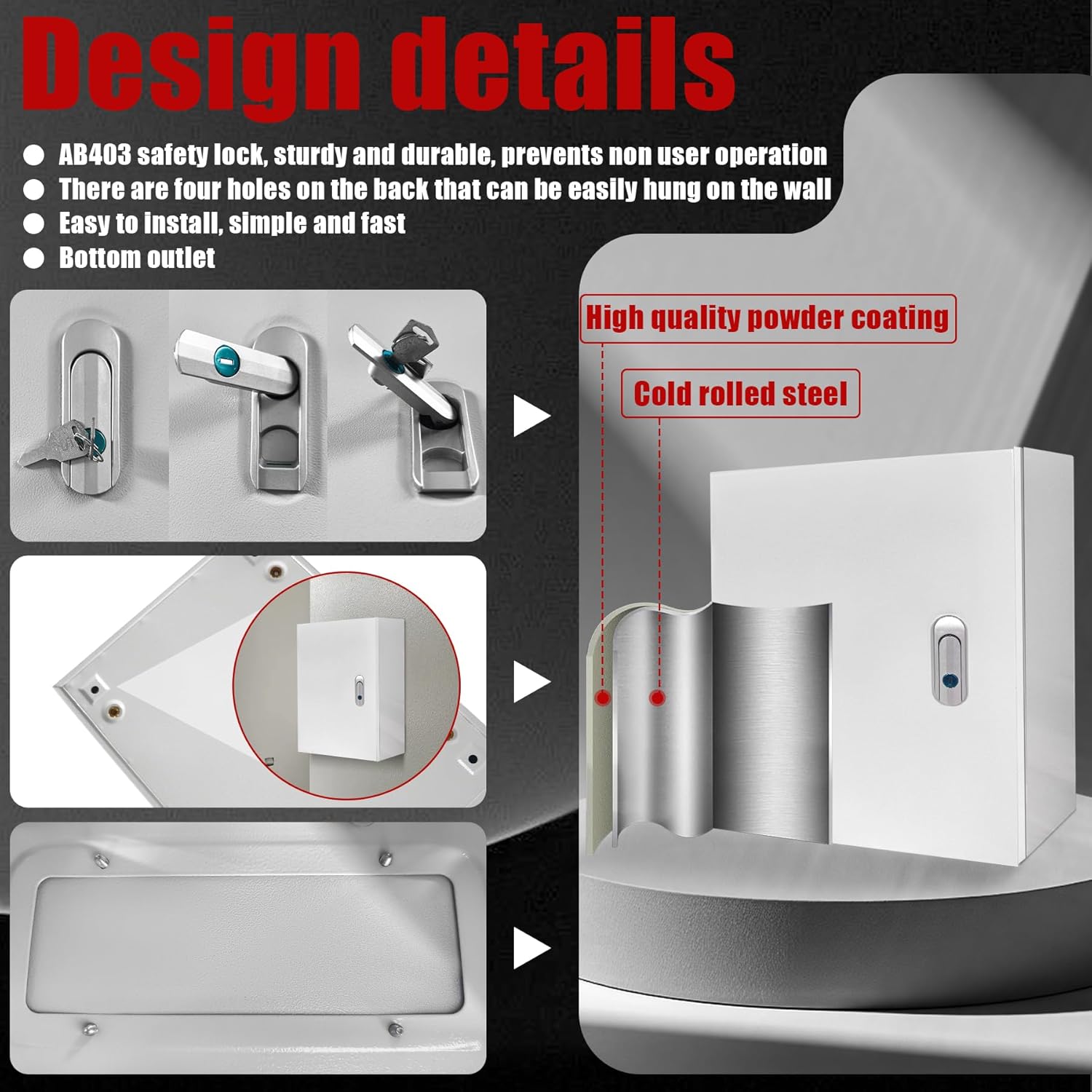 Electrical Box 12 x 10 x 6 Inch Indoor Outdoor Electrical Enclosure Box Steel Junction Box Wall Mounted Universal Electrical Project Box with Safety Locks and Mounting Plates