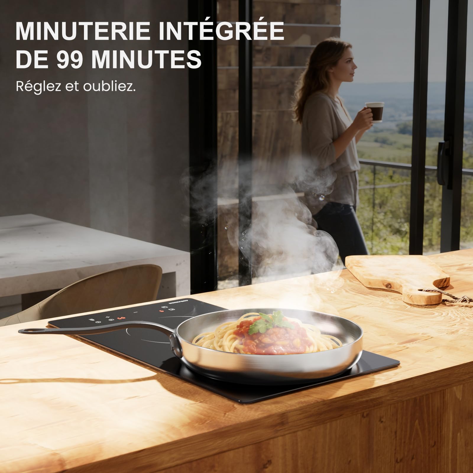 Plaque Vitrocéramique 2 Feux Encastrable 29cm 3000W Cuisson Electrique Commande Tactile Minuteur