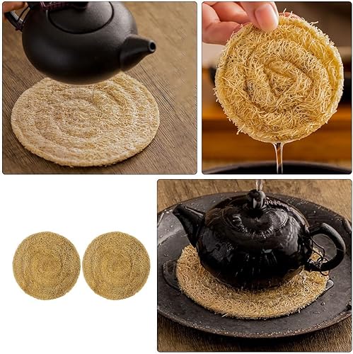 Miniatura 7 de Luxshiny Almohadillas de lufa para tetera, 2 uds., almohadilla de aislamiento térmico para oficina, lufa, kung fu, té pota, posavasos