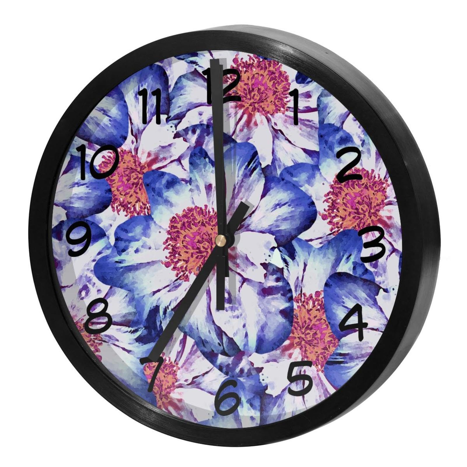 Horloge murale silencieuse quartz pour école et bureau à motif aquarelle