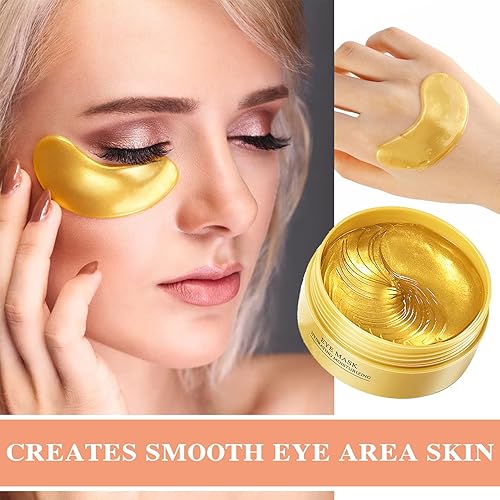 Miniatura 2 de Máscara para debajo de los ojos, 60 unidades, parches dorados para ojeras e hinchazón, reduce las bolsas debajo de los ojos y suaviza las arrugas