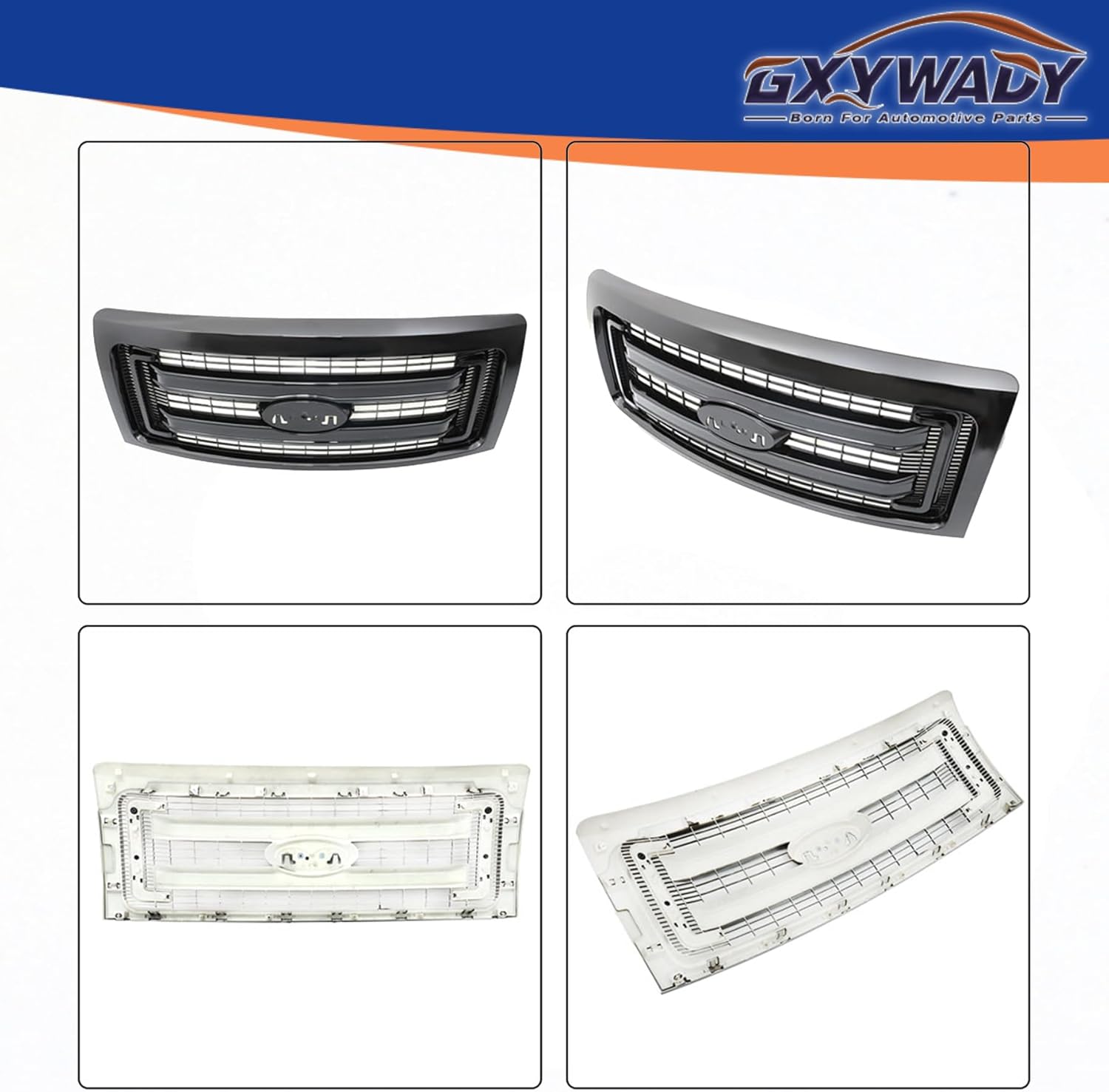GXYWADY Frame Glossy Black Front Bumper Hood Grille Replacement for F-150 Model 2009 2010 2011 2012 2013 2014