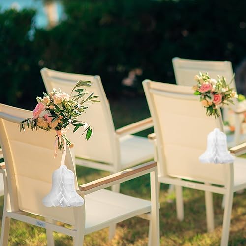 Miniatura 5 de 24 campanas de boda de papel blancas colgantes grandes para novia, campanas de boda para ceremonias, baby showers, suministros de decoración de