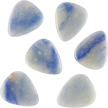 Blue Aventurine Stone Guitar Or Bass Pick - 3.0 mm Ultra Heavy Gauge - 351 Shape - Specialty Handmade Gemstone Exotic Plectrum - 6 Pack