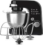 Hamilton Beach 7-Speed Mélangeur de stand pour la cuisson, 300W, 4 Bol en acier inoxydable Quart, Crochet de digue, fouet, batteur plat, bouclier amovible d'éclaboussure, argent (63385)