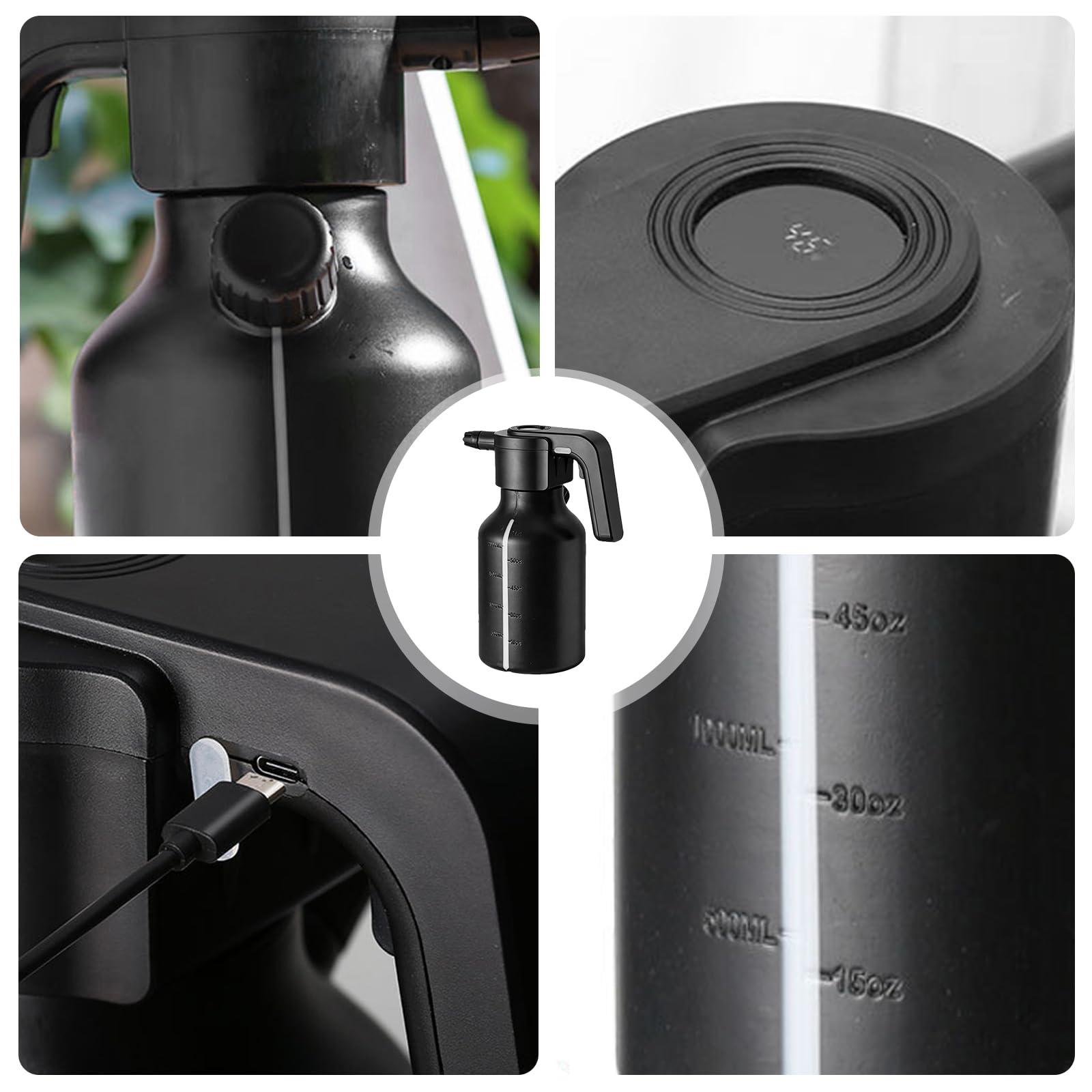 Spruzzatore elettrico Ricaricabile 2L: Spruzzatore A Pressione, Spruzzatori Da Giardino Elettrico con Ugello Regolabile E Tappo Dosatore per Piante, Pulizia, Auto
