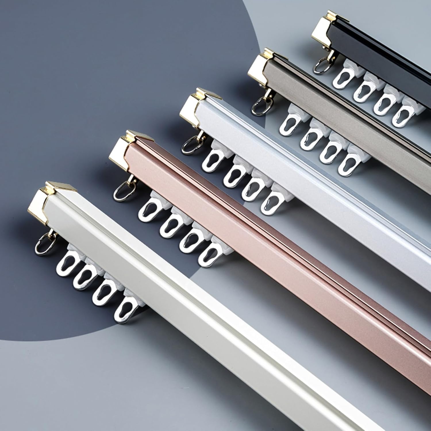 Ceiling or Wall Mount Curtain Rod Track System, Single Rail Room Divider, 120cm/3.9ft Privacy Curtain for Living Room and Bedroom - Color D