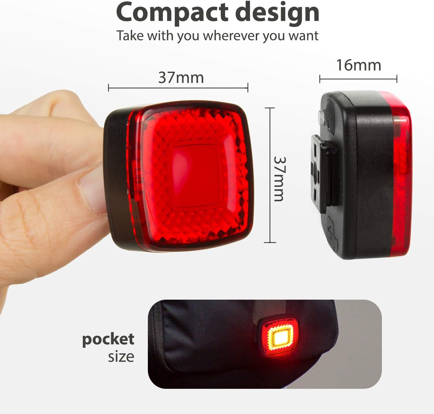 Maclean MCE355 LED Bicycle Rear Light securely mounted on a bicycle seat post.