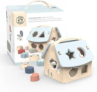 Speedy Monkey House Shape Sorter with 8 Blocks, Fun Colors, Shapes, Monkey Character, Wooden Toy, Non-Toxic Paint, Enhances Learning, Ideal for Kids