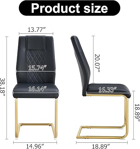 Vista 3 de Sillas De Comedor - Juego de 4 sillas de comedor modernas para cocina, con asiento tapizado de piel sintética, patas de metal con respaldo alto