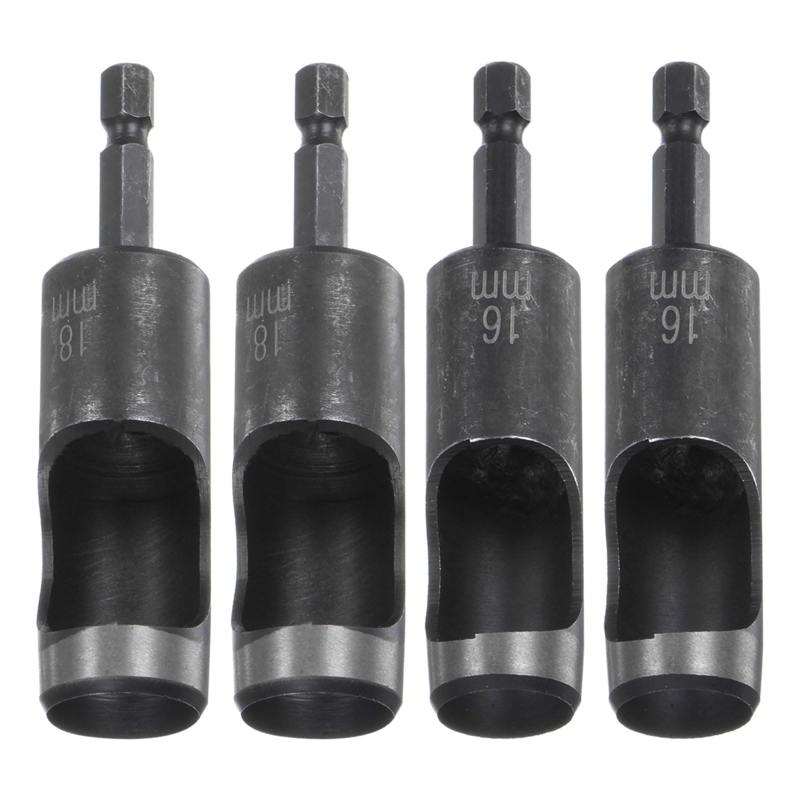 HARFINGTON 4pcs 16mm,18mm Leather Hollow Hole Punch 1/4" Hex Shank for Drills, Belt Hole Punch Punching Cutter Tool for Leathercraft Working