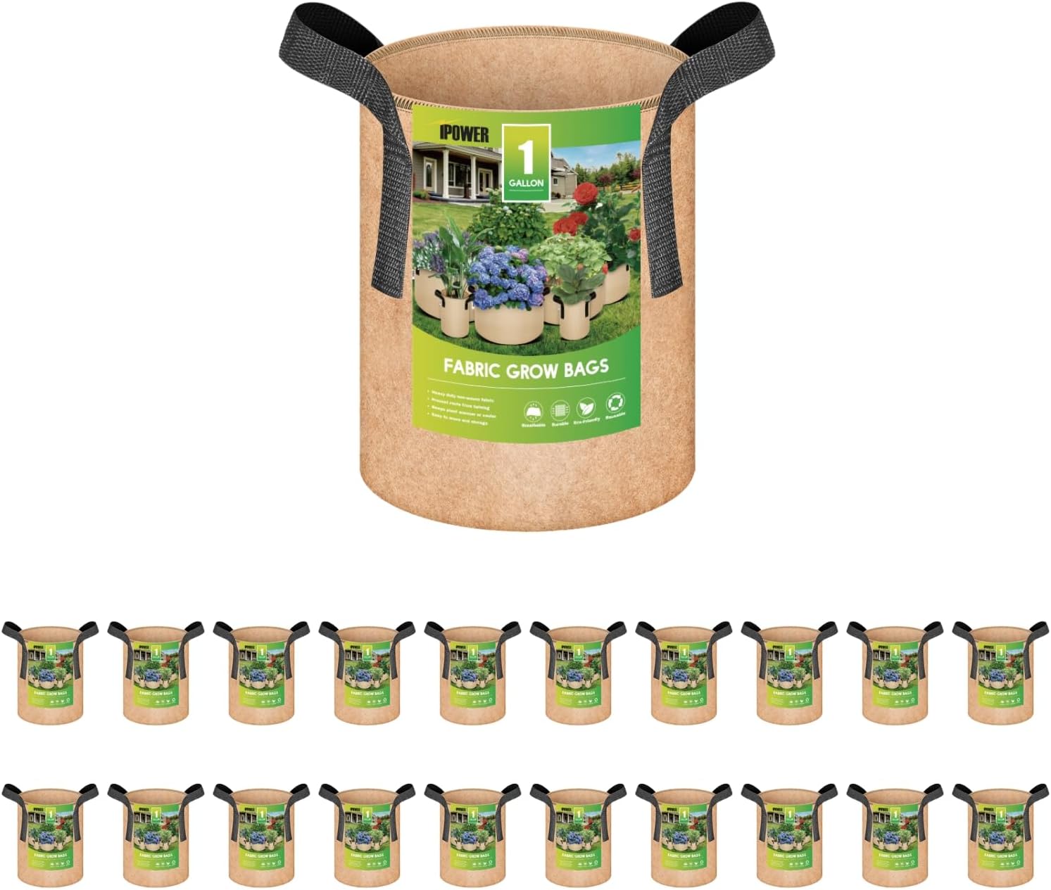 iPower 20Pack 1 Gallon Grow Bags 300G Thick Nonwoven