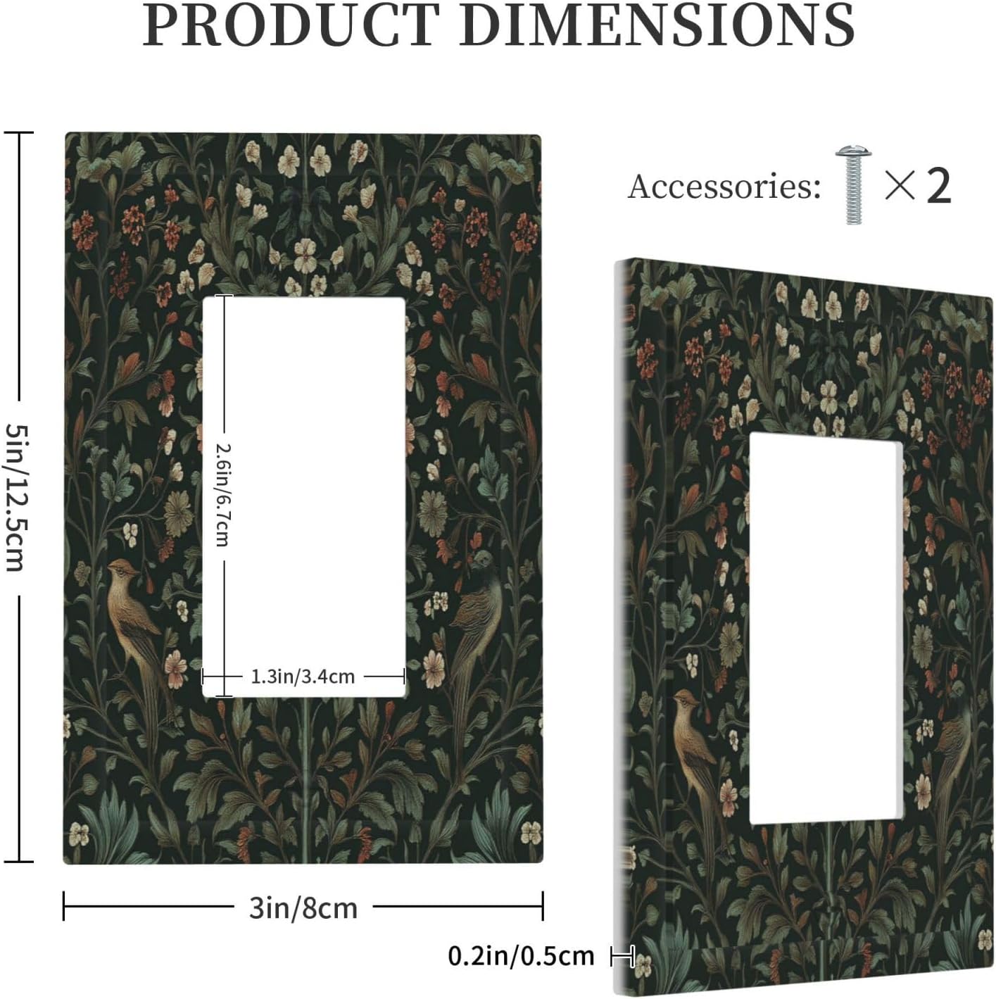 Decorative Outlet Covers Vintage Morris Colorful Flower Green Leaf 1 Gang Single Rocker Light Switch Cover Plate Wall Plates Gfci Faceplate For Bed Room Living Room Decor image 5
