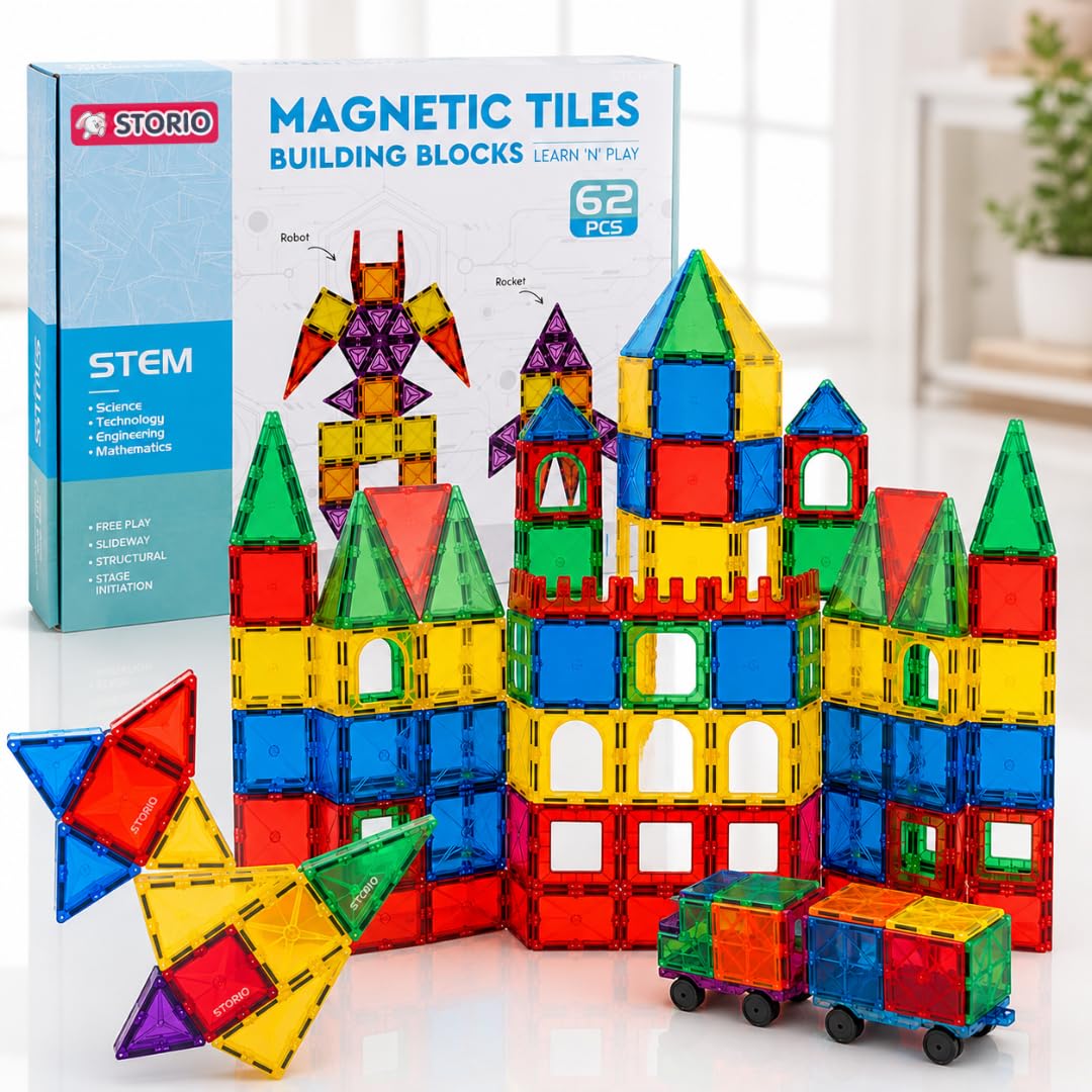 Storio 3D Magnetic Tiles Building Blocks for Kids 3-8 Years - 40 pcs | STEM Learning Educational Toy | Creative Construction Toys | Preschool Brain Development Toy | Birthday Gift for Boys & Girls — Amazon image 10