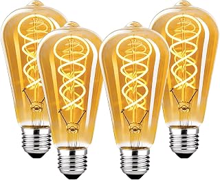 LED Vintage Glühbirne E27 Glühbirne E27 Vintage Edison 4W ST64 Warmweiß Ideal für Nostalgie und Retro Beleuchtung - Bernstein - 4 Stück (ST64 BT)