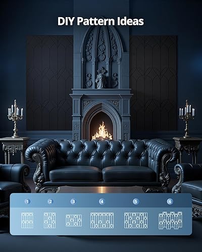 Miniatura 3 de Paneles de pared acústicos góticos negros para despegar y pegar, azulejos autoadhesivos que absorben el sonido para estudio, paredes, dormitorio,