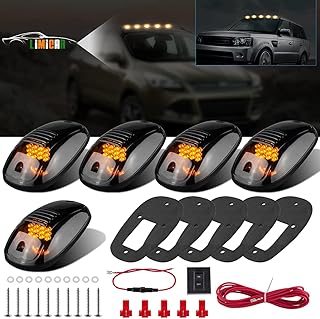 5X Amber Cab Roof Marker Top Clearance Running 12LED Cab Lights Compatible w/ 03-10 Dodge Ram 1500 2500 3500 4500 11-16 Ram 1500 2500 3500 4500 5500 Pickup Trucks w/Stock Cab Marker Lights