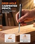Nicpro CP3000 Crayon de menuiserie avec épurateur, 2 Crayons de menuiserie mécanique pack avec 38 Recharges, marqueur de trous profonds pour la construction, outils de menuiserie lourde pour le marquage d'architecte (noir, rouge)