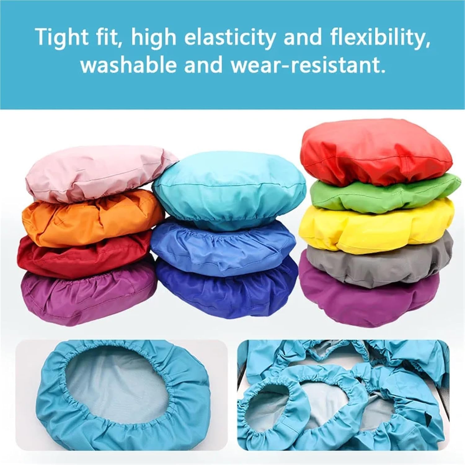 Dental Chair Cover Dental PU Leather Unit Waterproof Protective Full Chair Covers 4Pcs/Set Elastic Stylish(Blue)