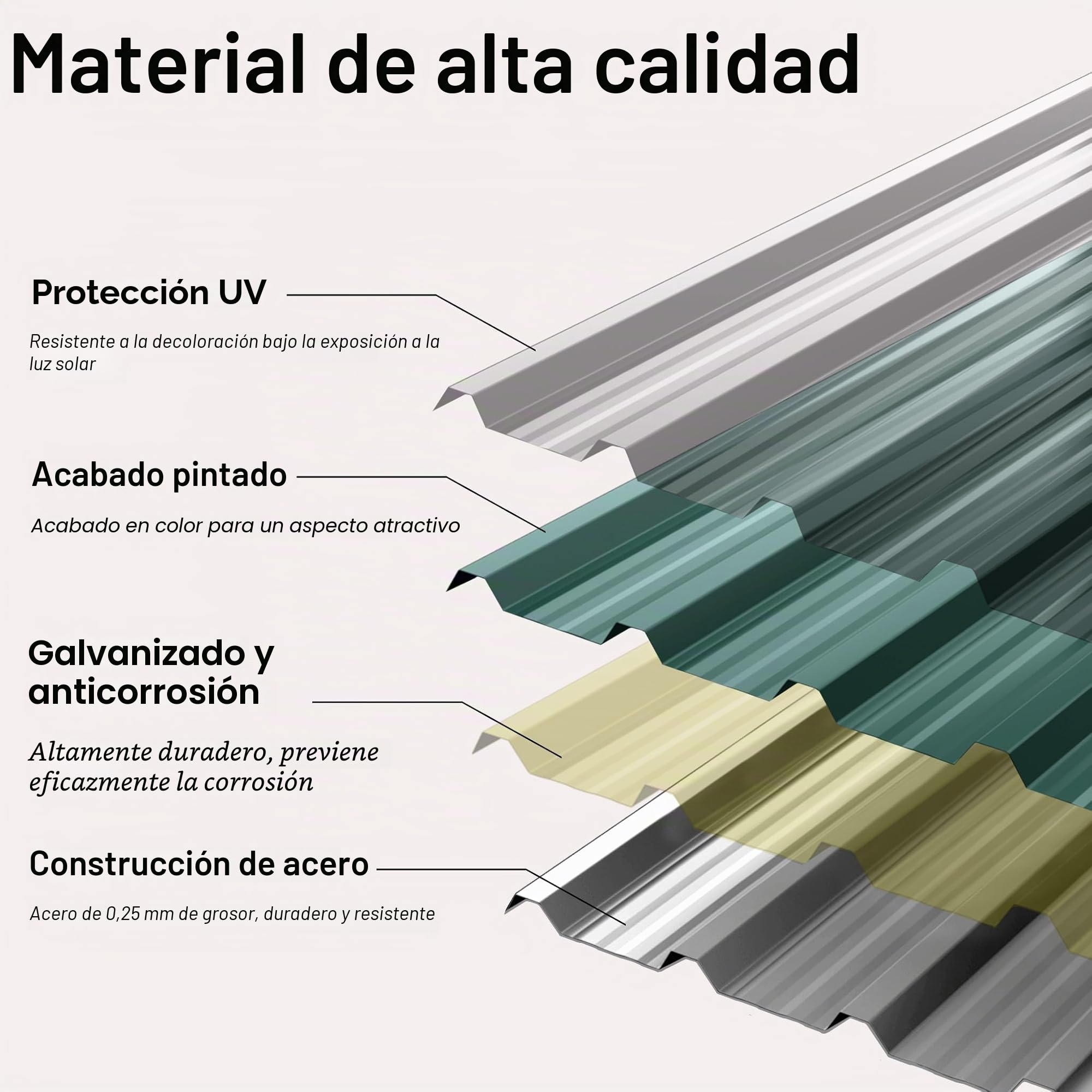 NAIZY Chapa trapezoidal galvanizada, 129,5 x 45 cm, 12 unidades, incluye guantes y tornillos con arandelas de sellado, chapa de metal, fácil montaje y durabilidad, color verde
