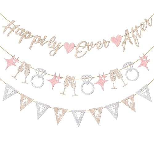 Hopecore Pre-Strung Happily Ever After Banner Set, Pink & Gold