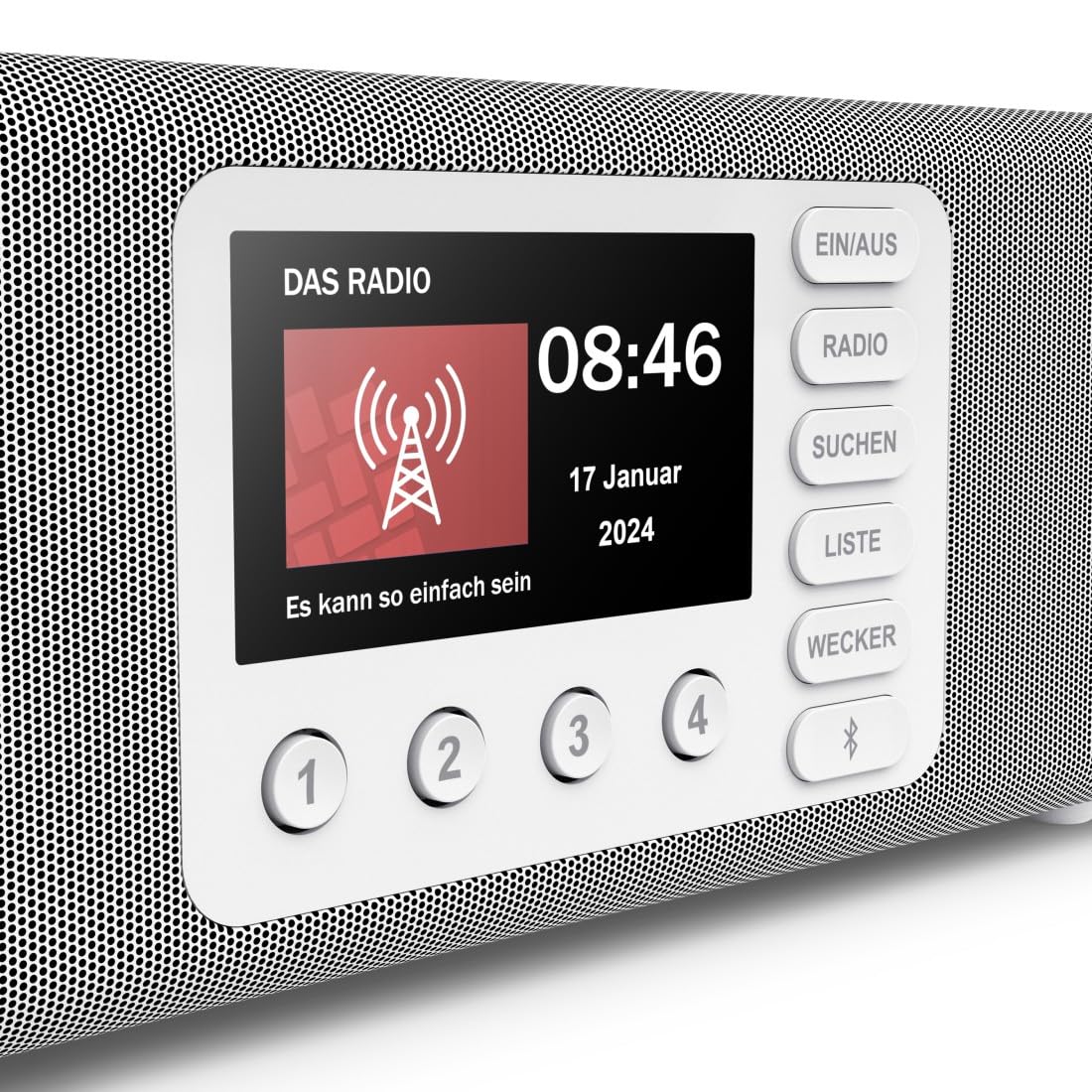 Hama Digitalradio, mit großem Display, DAB+/FM/Bluetooth zum Streamen | Küchenradio weiß, Radiowecker, Stereo-Radio, ideal als Seniorenradio mit einfacher Bedienung, kleines Radio mit gutem Empfang