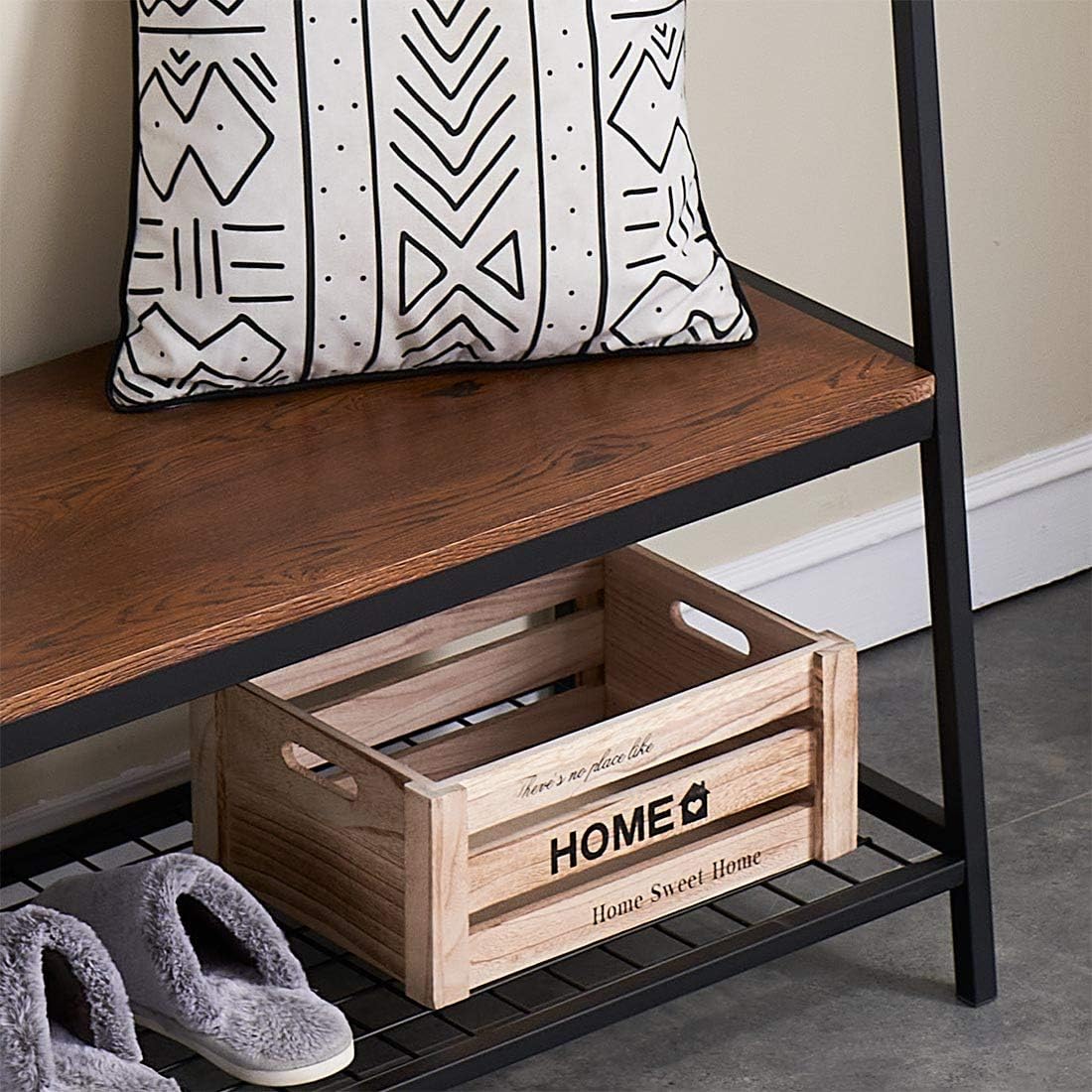 O&K FURNITURE Entryway Bench with Coat Rack, Hall Tree with Storage Bench and Shelves, Coat Rack Stand with Shoe Rack, Brown : Home & Kitchen