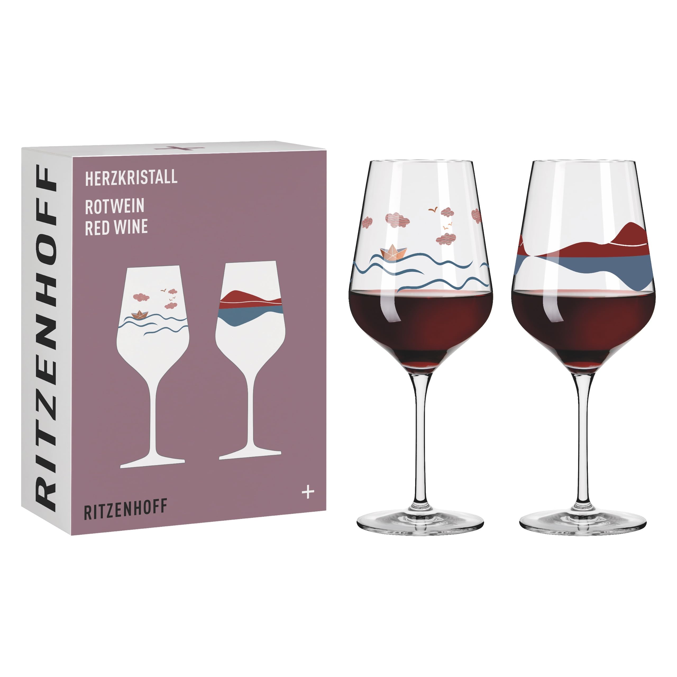 Set de 2 Verres à Vin Rouge en Cristal de Cœur - Ritzenhoff - 500 ml