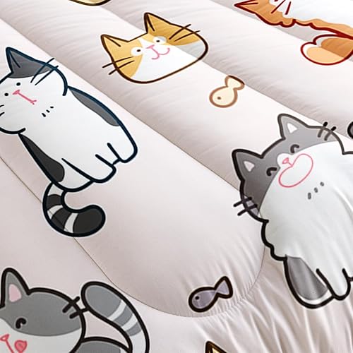 Miniatura 5 de Juego de edredón de 3 piezas para niños, diseño de gatos y mascotas, tamaño Queen, juego de ropa de cama con diseño de animales para niños y niñas,