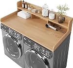 Washer Dryer Countertop with Shelf, 2-Tier Laundry Countertop Over Washer and Dryer, 54" x 27.55" Wooden Table for Folding Clothes for Laundry Room Organization and Storage (Gray)