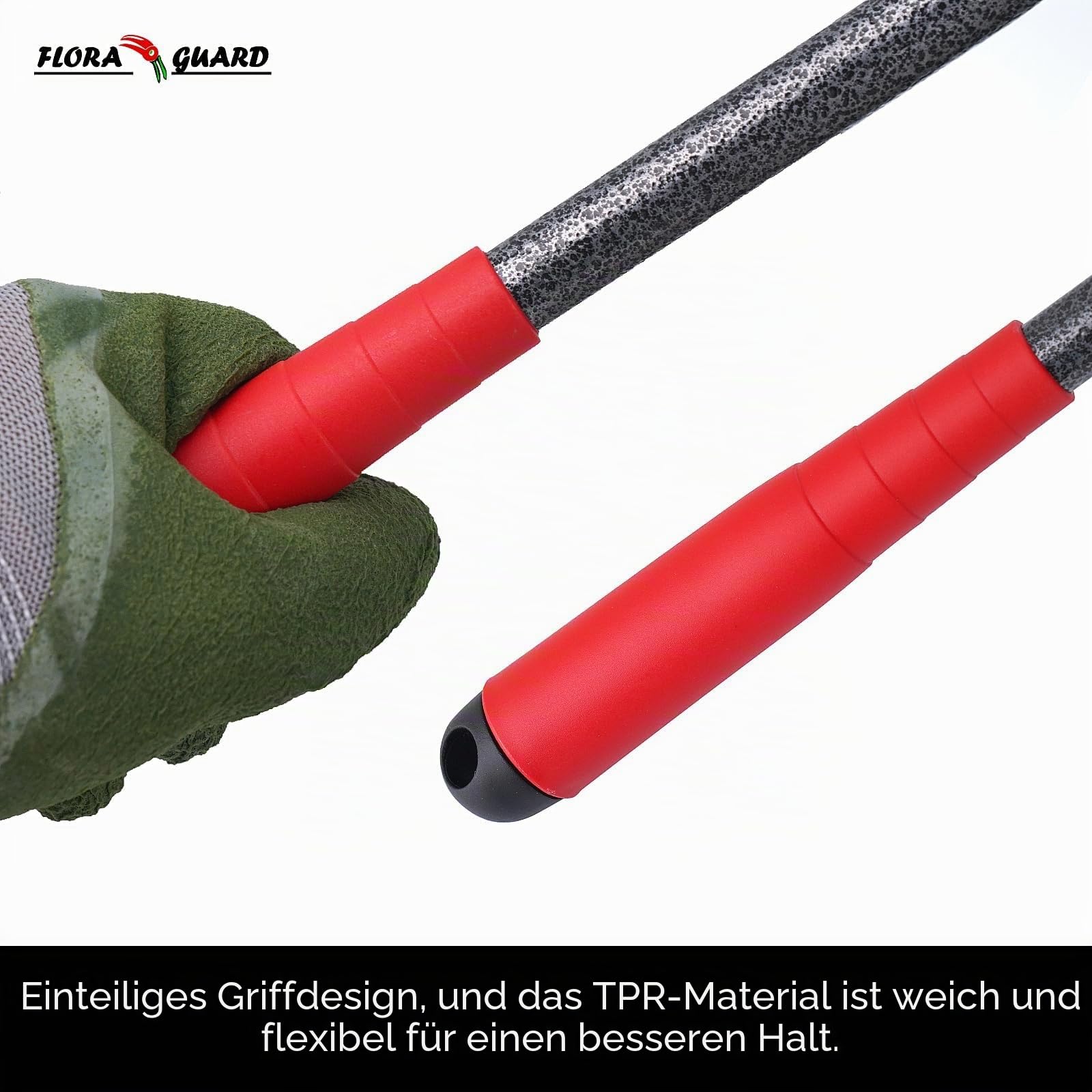 FLORA GUARD 6-teiliges Gartenwerkzeug Set, Gartengeräte Set mit Unkrautstecher, Kelle, Handrechen, Hacke & Kultivator aus Kohlenstoffstahl, Garten Handwerkzeug Set für Pflanzenpflege und Bodenarbeit
