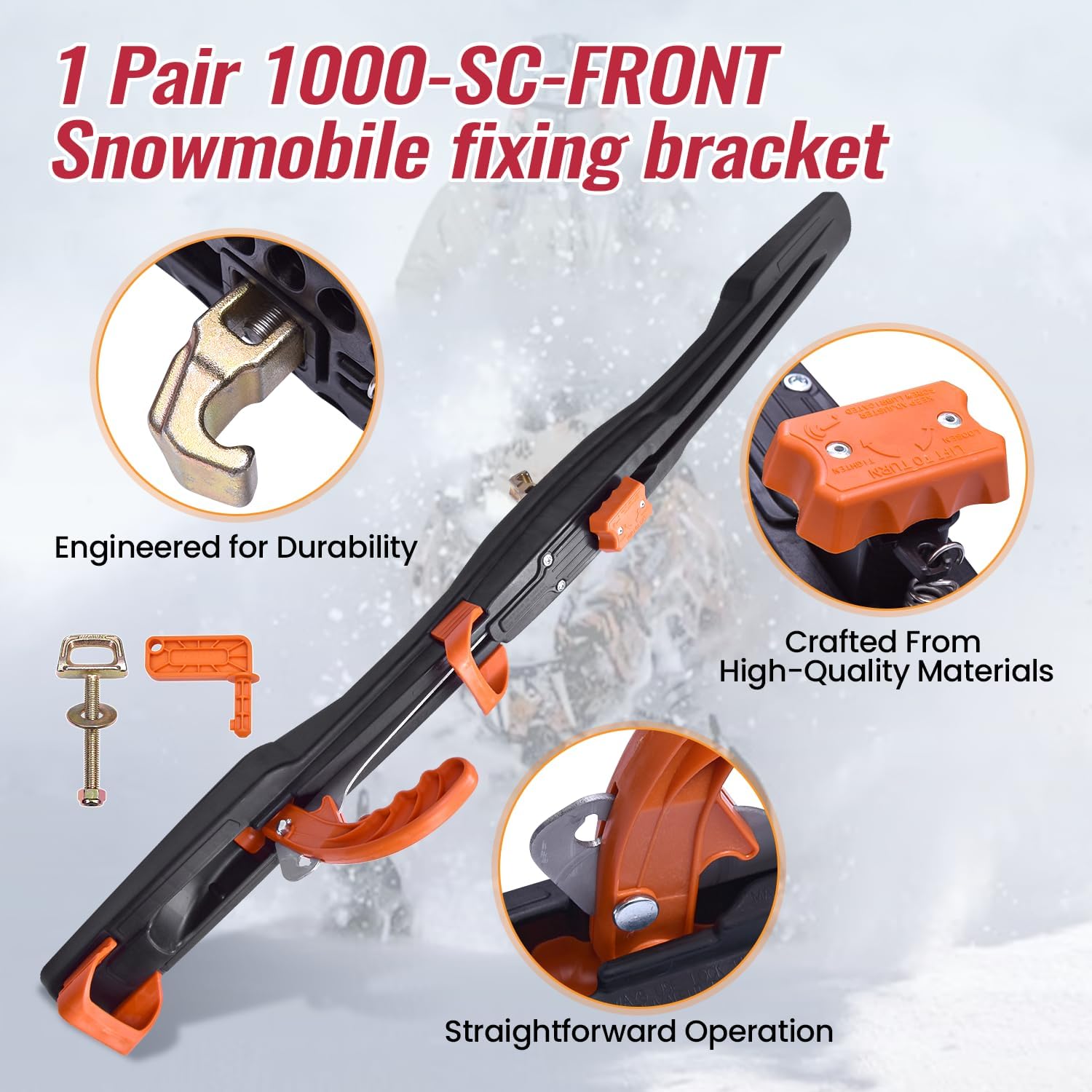 1000-SC-FRONT Snowmobile Trailer Tie Down System Compatible with Superclamp II, Snowmobile Mounting Bracket for Super Clamp 2 S/C-2