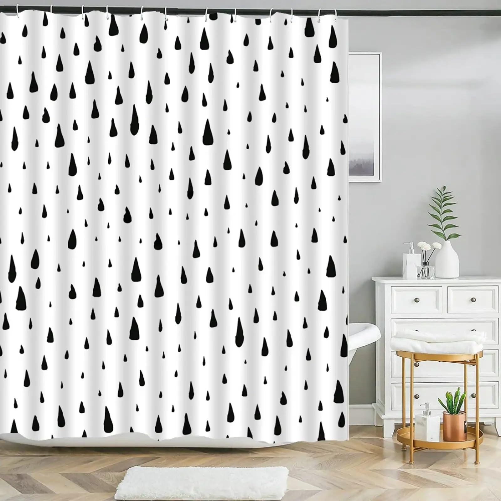 Rideau de douche imperméable en polyester 150x150cm avec crochets inclus