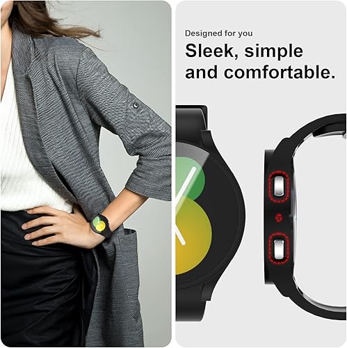 Miniatura 3 de HASDON Paquete de 2 Funda compatible con Samsung Galaxy Watch 5Galaxy Watch 4 de 1.732 pulgadas con protector de pantalla, carcasa protectora
