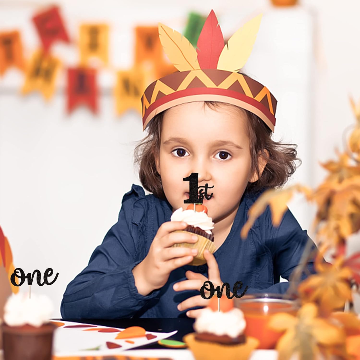 Rsstarxi 24 Pack 1st Birthday Cupcake Toppers Glitter First Birthday One Cupcake Picks for Baby Shower 1st Birthday Party Cake Decorations Supplies Black - Image 4