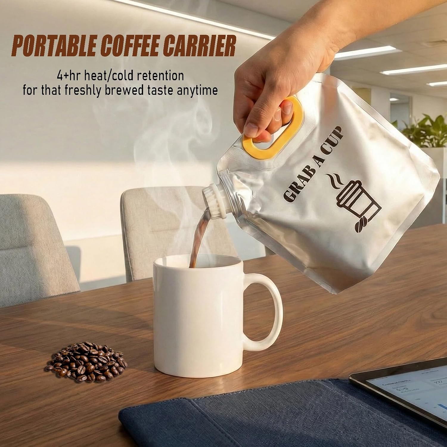 12 PCS Disposable Coffee Dispensers with Handle Coffee Box Cold Hot Beverage Dispenser COFFEE Carrier with Handle Take Out Camping Water Storage Containers Water Bag for Hiking