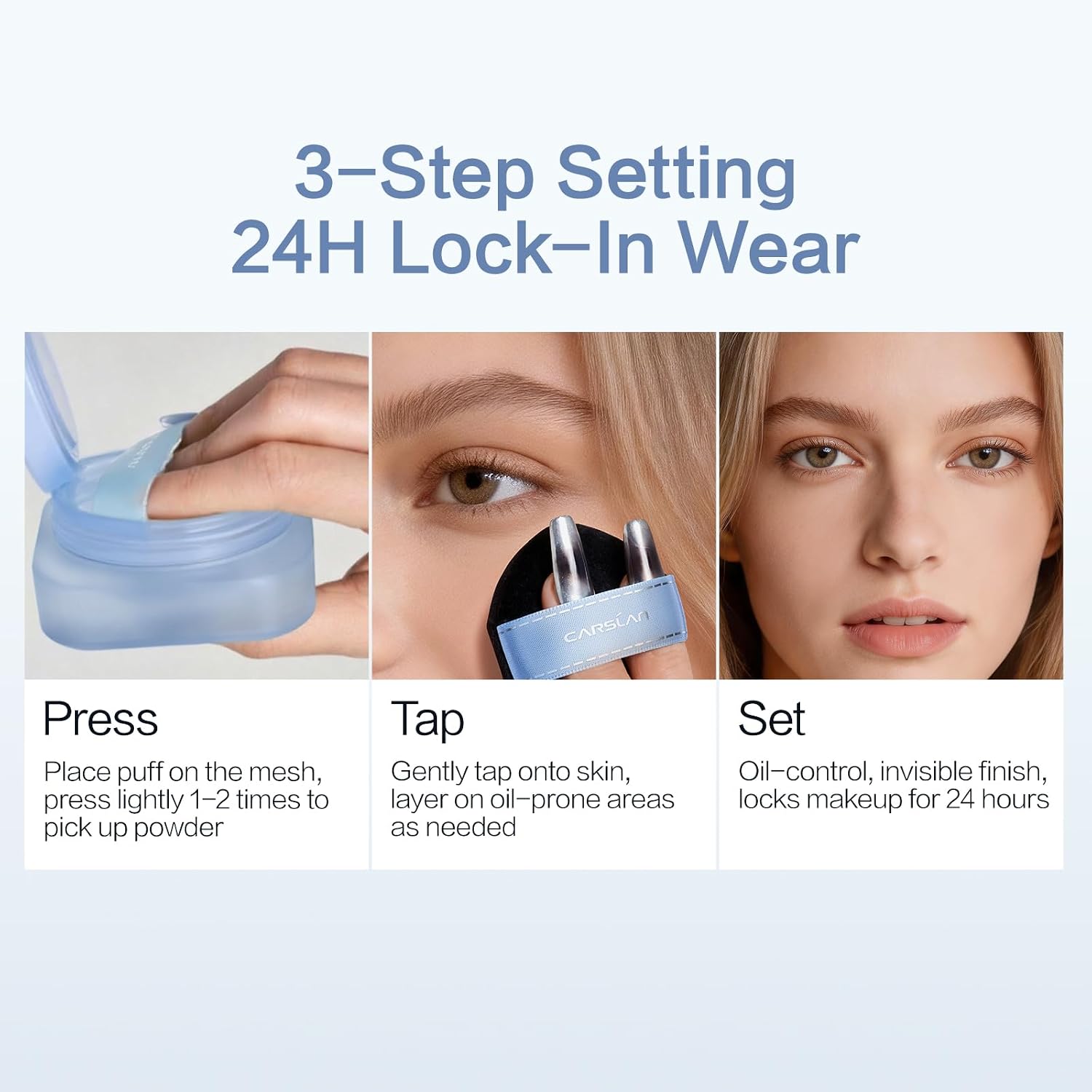 CARSLAN 3.0 Black Magnet Soft Focus Loose Setting Powder, Talc-Free Sweat-Resistant Face Powder, 24H Oil Control, Soft Matte Blurring Finish, 0.28oz, 01 Blue Purple, Denim Limited Edition