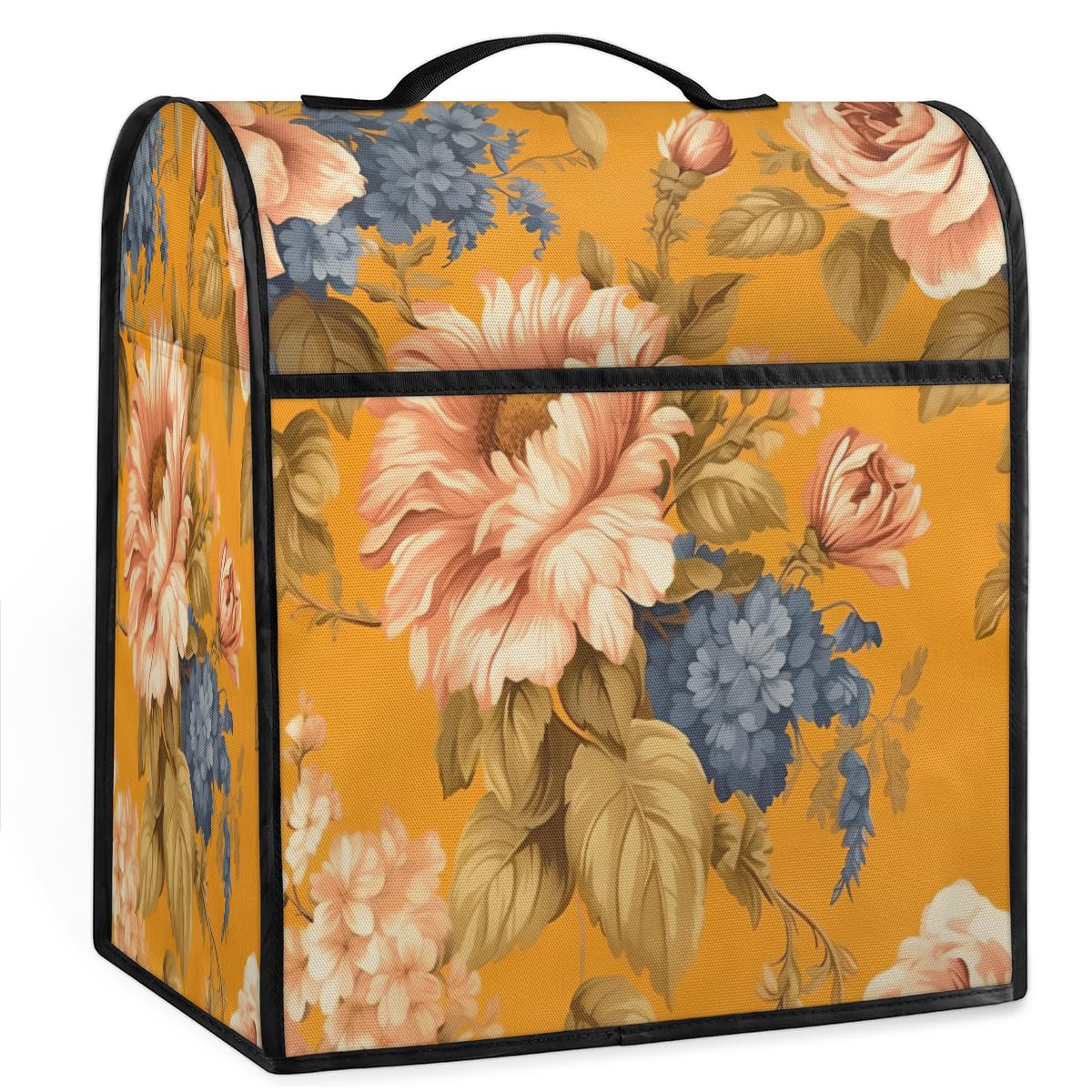 Coffee Maker Cover Orange Sunflower Floral Kitchen Appliance Covers Small Appliance Covers Blender Cover Juicer Cover Dust Covers for Kitchen Appliances with Top Handle and Pockets,Washable,C672