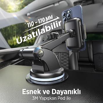 Adjustable In-Car Phone Holder for Extending Glass and Torpedo with KingMa Suction Cup