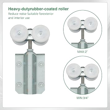 DIYHD 12FT Galvanized Outdoor Double Barn Door Hardware Kit, Fit 236in | Heavy-duty wall mount box track; Exterior use; Fits 1-1/2 to 2 doors; Max load 330 lbs; No doors