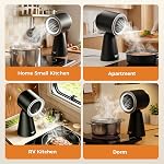 Portable Range Hood with LED Light, Desktop Kitchen Exhaust Fan with Water Washing Self-Cleaning Mode, Adjustable Head, 3-Speed, Low Noise for Apartment, RV (Black and white)