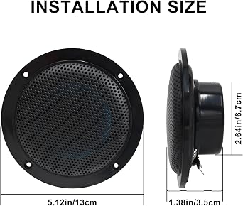 Herdio 4 Inches Waterproof Marine Ceiling Flush Wall Mount Speakers with 160 Watts Power, Handling for Kitchen Bathroom Boat Car Motorcycle Cloth Surround and Low Profile Design - 1 Pair (Black)
