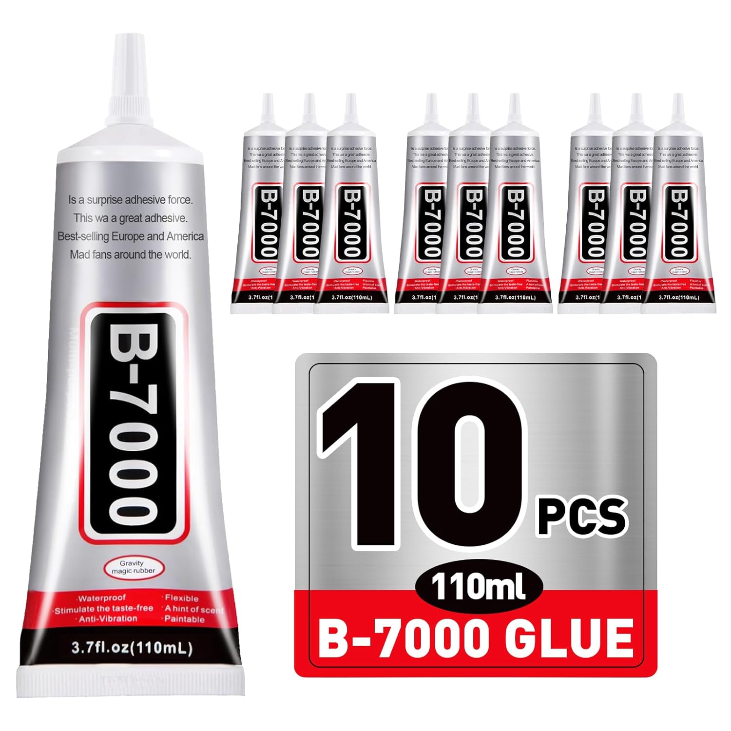 10 PCS 110ml B7000 Glue Clear with Precision Tip, Bedazzling Glue, Rhinestones Glue, Craft Glue, Jewelry Glue for Rhinestone Crafts Shoes Jewelry Making DIY Craft Makeup Nail Art Glass