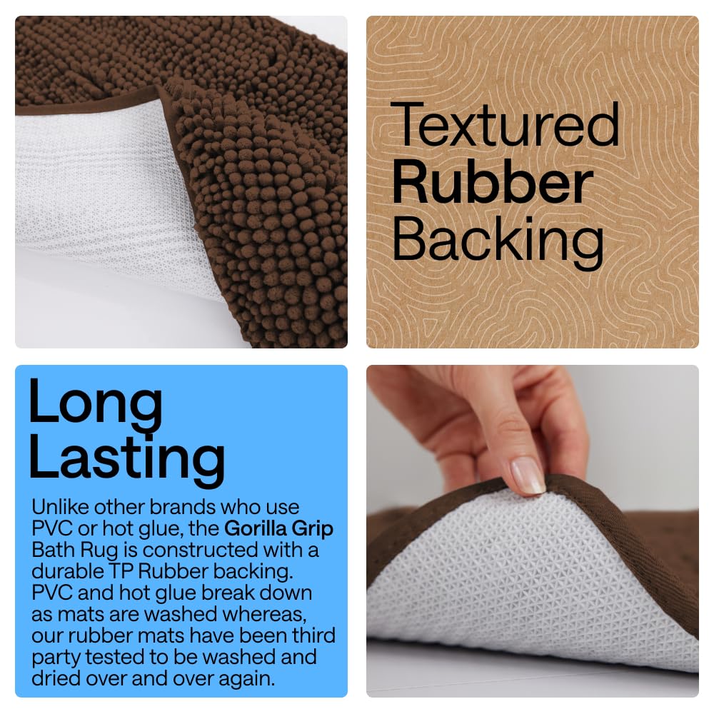 Best Brown Bath Mat Picks for 2026 1 GORILLA GRIP Bath Rug Mat, Thick Soft Absorbent Chenille, Quick Dry Microfiber M — product photo