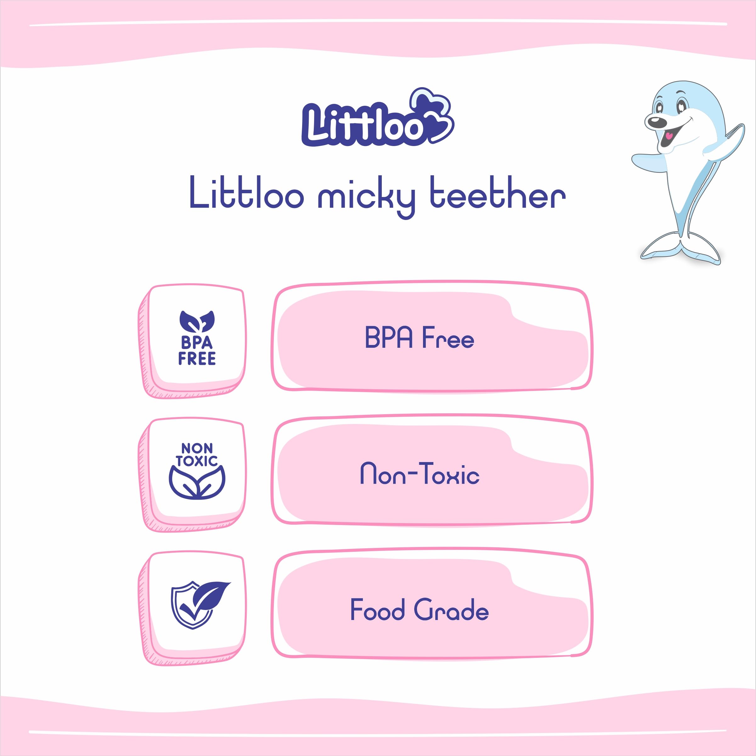 Littloo: Littloo Baby Teether (Pack of 2): Delightful, Natural Relief for Tiny Gums (Panda Pink PO2) 2
