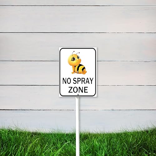 Miniatura 3 de Letrero de patio con texto en inglés "No Spray Zone" de 4.6 x 6 pulgadas y kit de estaca de 14.6 pulgadas, letrero de aluminio para decoración al