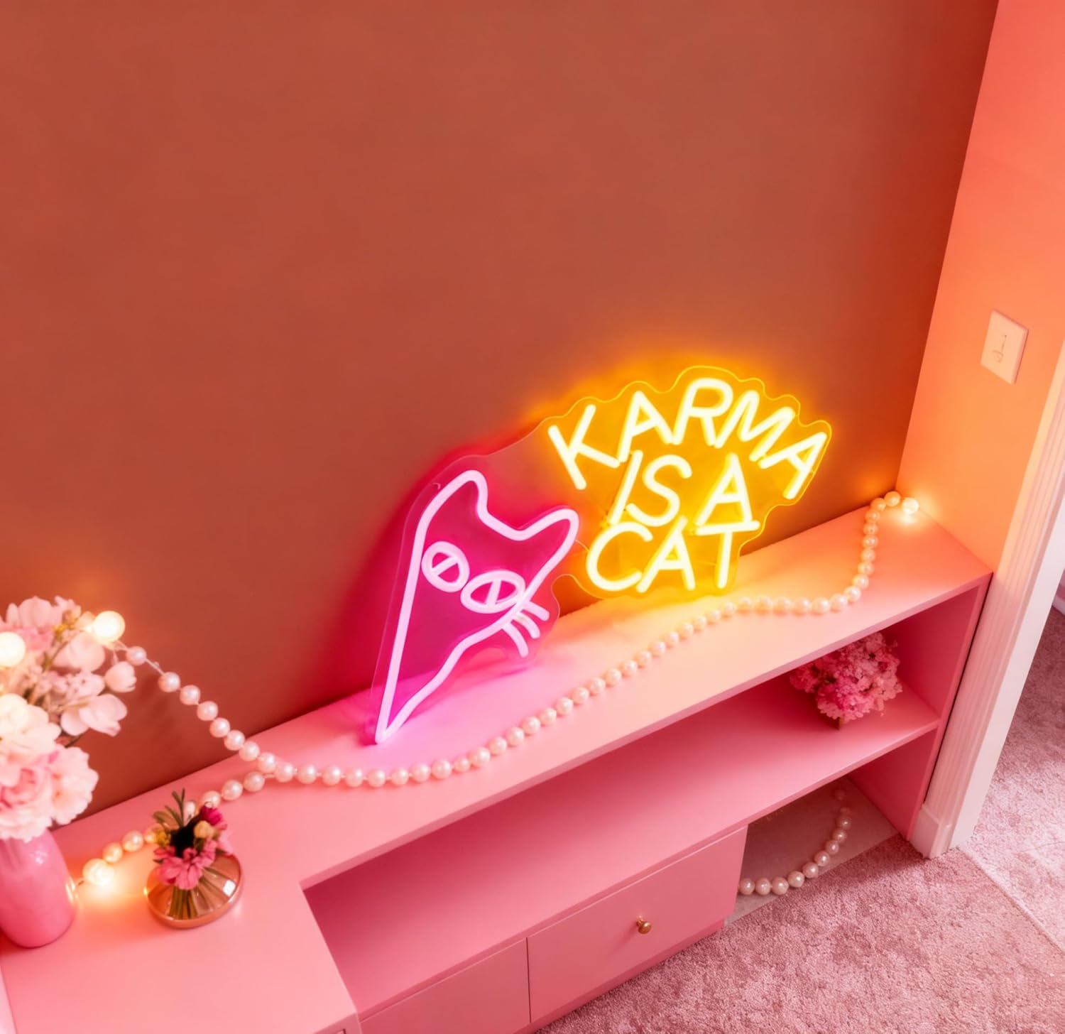 Cat LED Neon Sign, Cute Animal Light Up Sign, USB Powered Dimmable Decorative Neon Light for Home Bedroom Living Room Music Room Party Gift Wall Table Decor 16.5 x 11.8 In